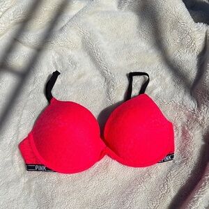 Pink Victoria’s Secret 34D Push Up Neon Pink Bra